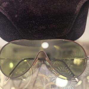Tom Ford Brown Aviator Sunglasses with Green Tint